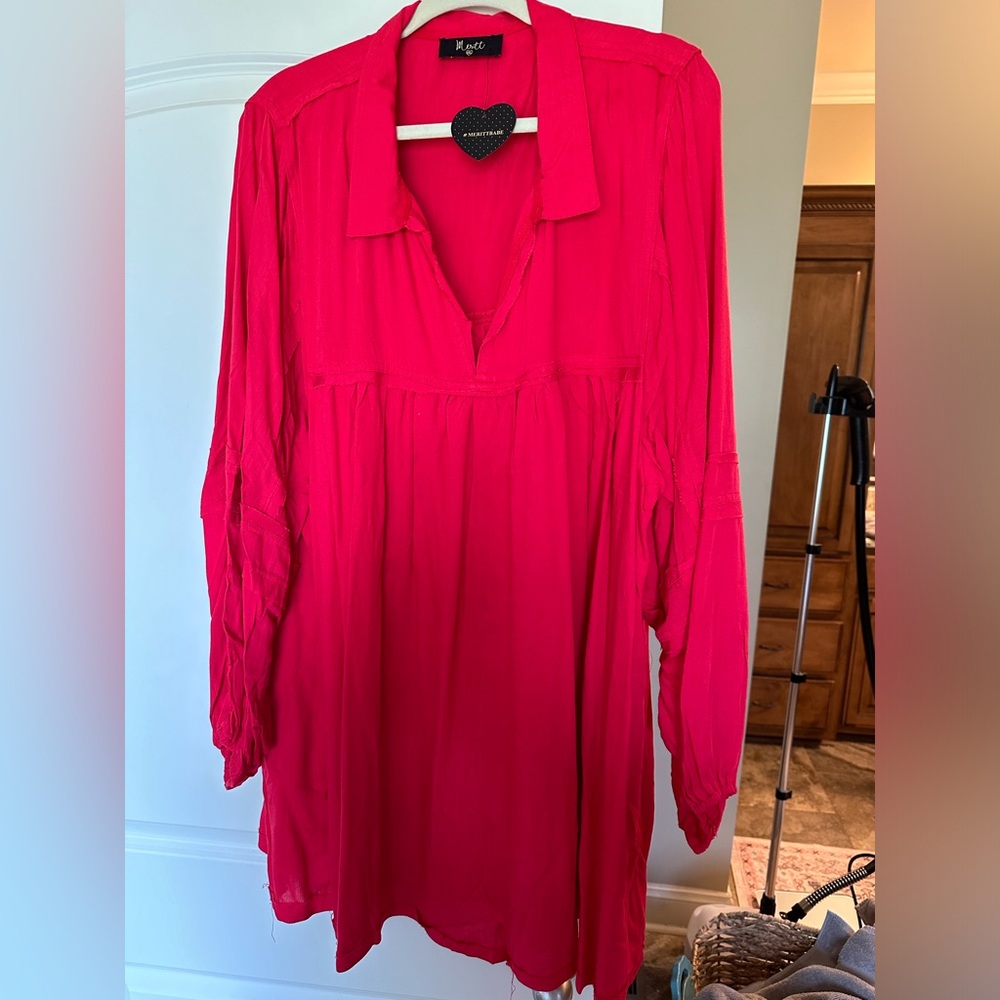 NWT Plus red dress. Merittbabe. Raw edges. Cute dress!  Size 3X